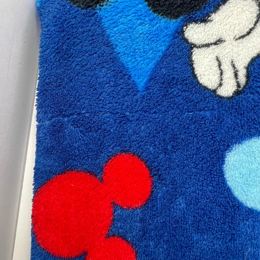 Vintage Disney Mickey Mouse Blue Baby Toddler Blanket Gray Satin Trim Stars